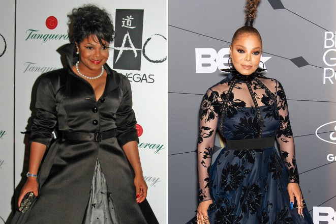 Janet Jackson in 2005 (L) and in 2018