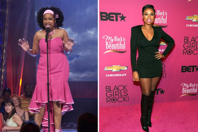 Jennifer Hudson in 2004 (L) and in 2013