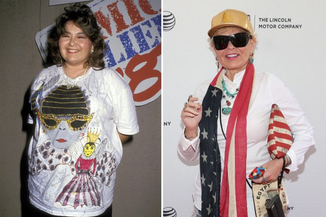 Roseanne Barr in 1987 (L) and 2015