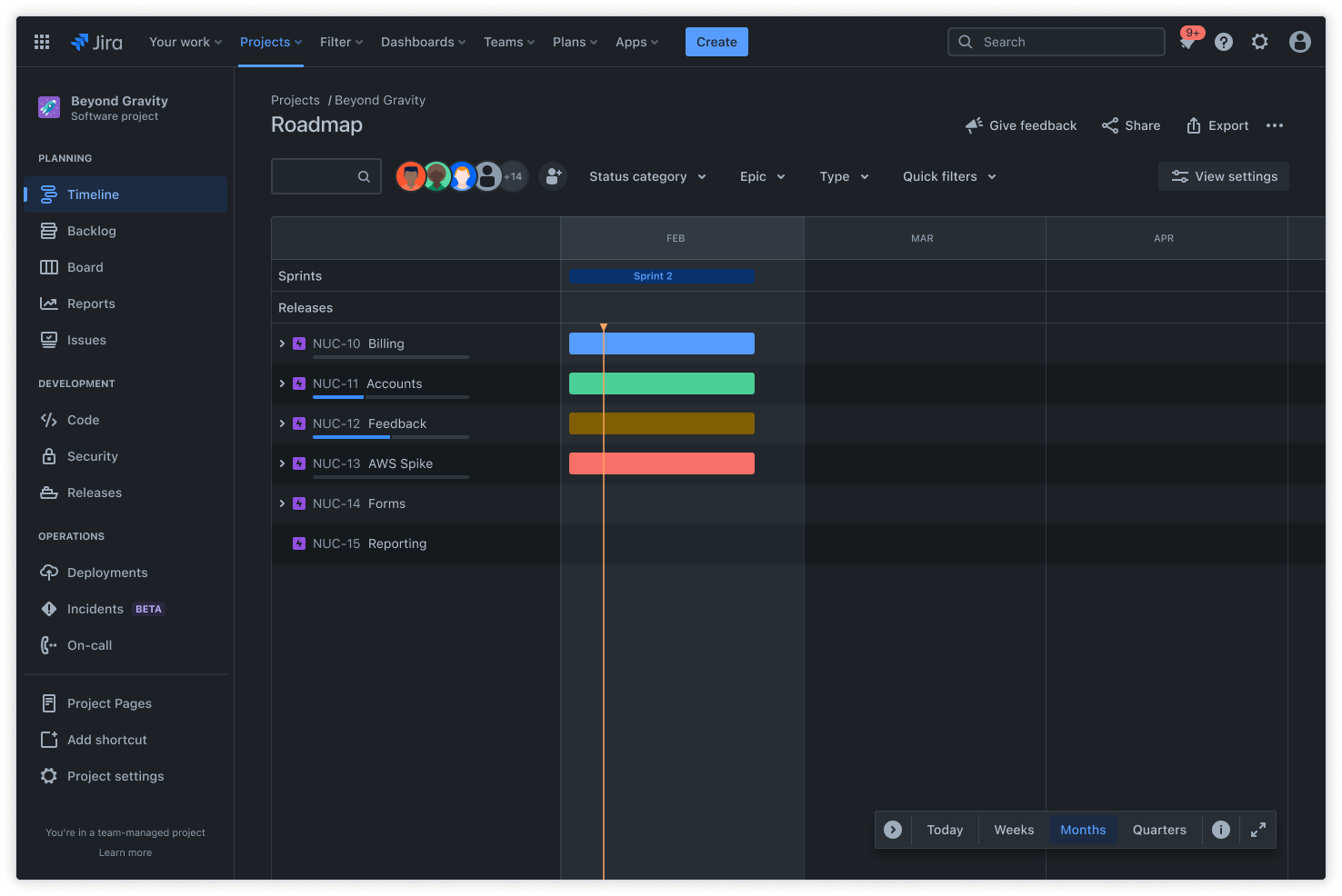 Screenshot of Jira Basic Roadmaps