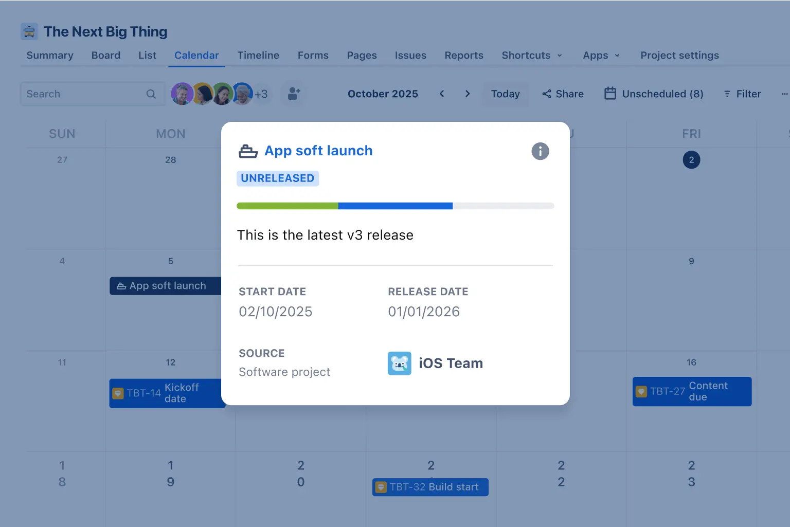 Shared release date module in Jira