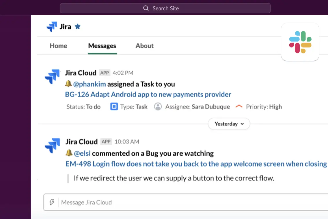 Slack and Jira integration