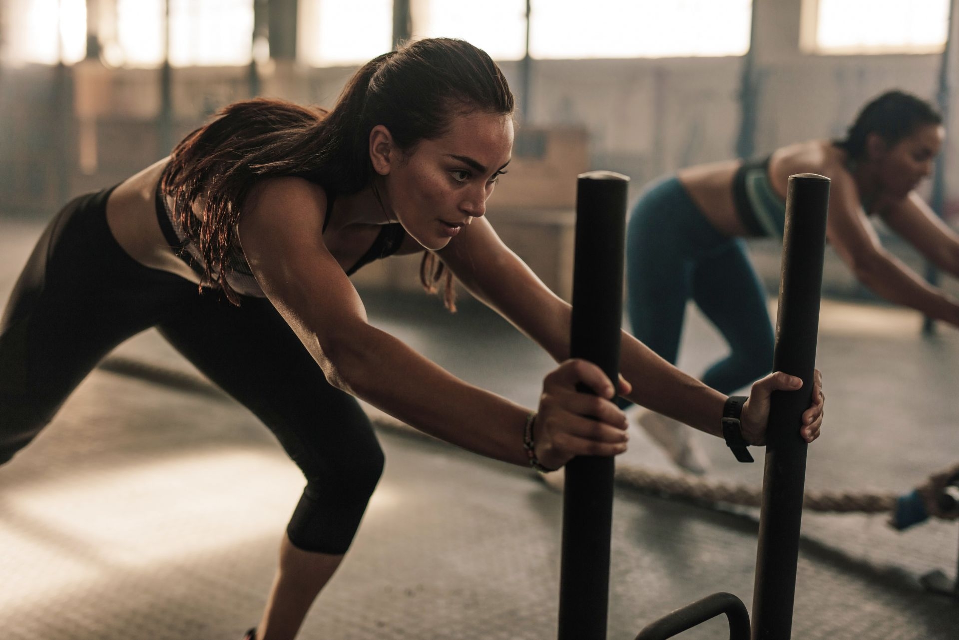 woman working out with rope