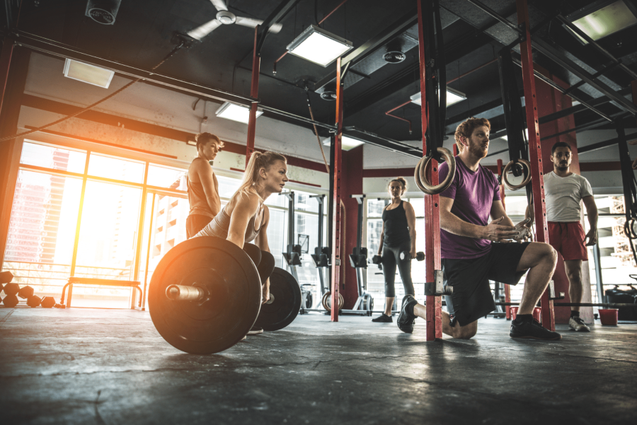 people working opt at the gym