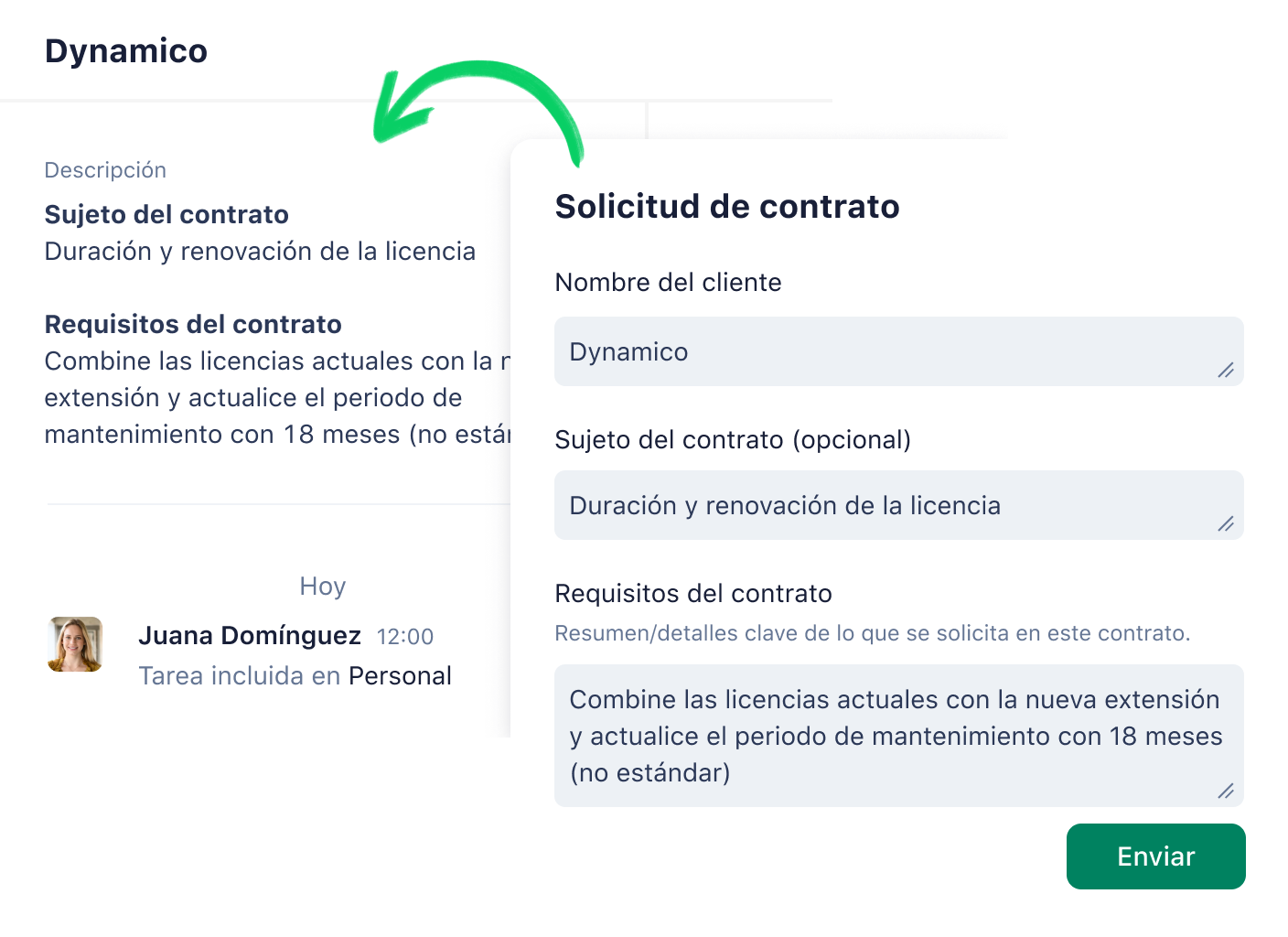 Product Screenshot Request Form And Task View Dynamico Es 2x