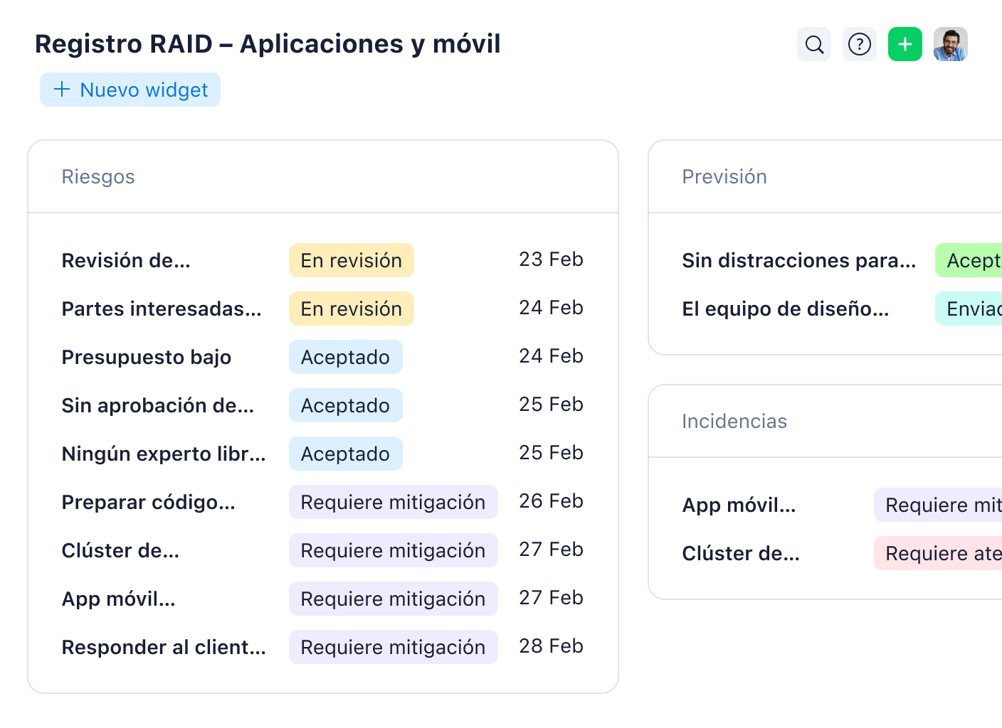 Análisis y panales de control