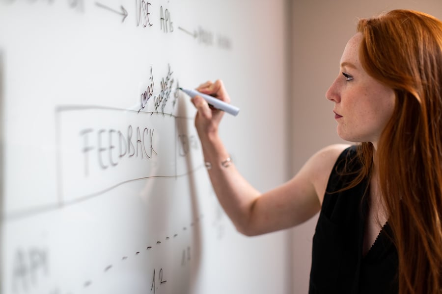 Women writing on a whiteboard