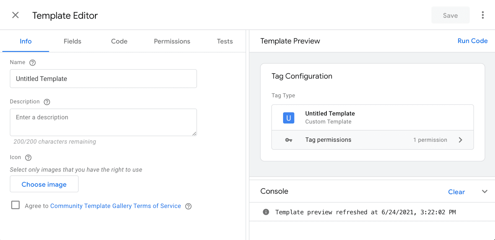 Modèle personnalisé dans Google Tag Manager