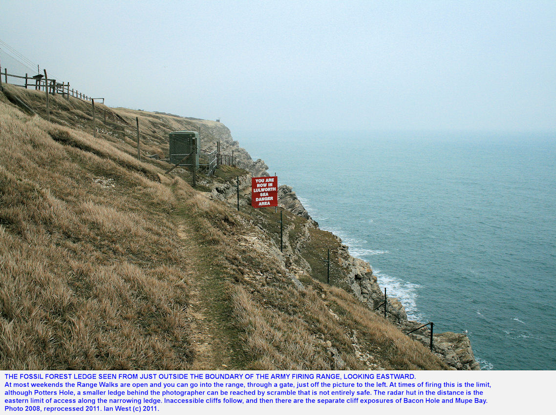 Approaching the Army Firing Range and the Fossil Forest ledge, east of Lulworth Cove, Dorset