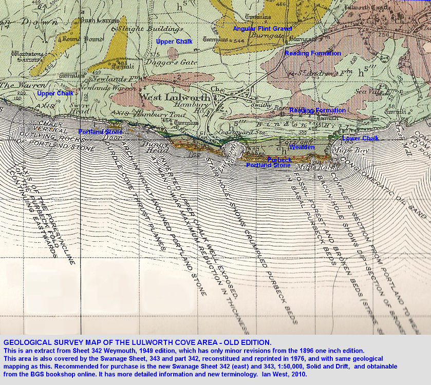 Geological map of the Lulworth Cove area, Dorset, based on an old edition