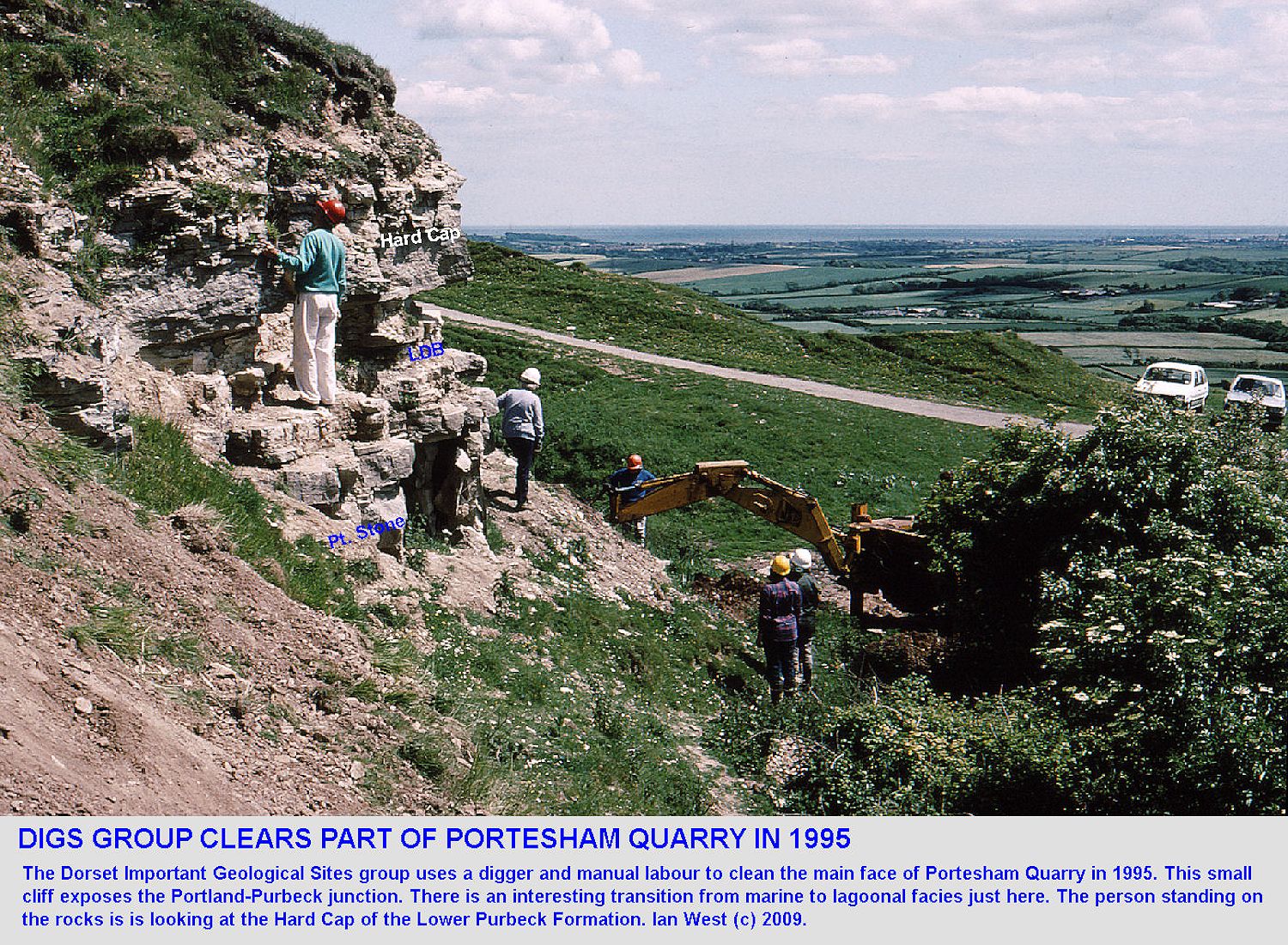 The DIGS Group clears the Portland-Purbeck face of Portesham Rocket Quarry, Dorset, in 1995