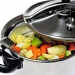 sliced vegetables in pressure cooker