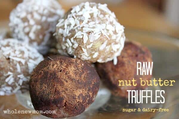 Nut Butter Balls - Sugar and Dairy-free. These come together in a flash and are a yummy treat your kids will love. Low carb & Paleo too!