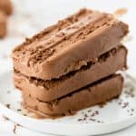 homemade sugar-free fudgesicles on a white plate