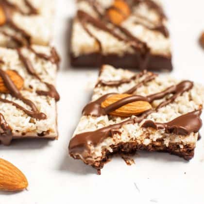 almond joy bars in white surface