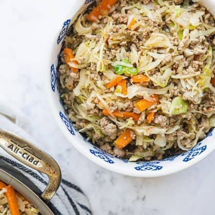 egg roll in a white bowl