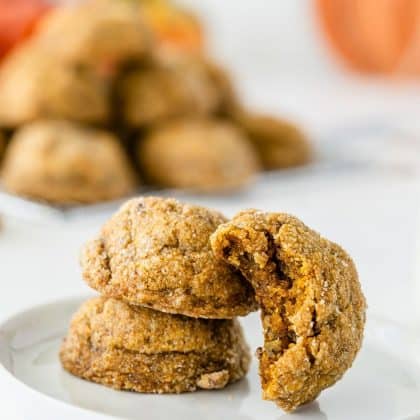 pumpkin pecan cookies on a white plate