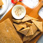 focaccia flax bread on a wooden board