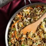 egg roll in a bowl in pan.