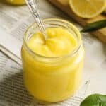 lemon curd in jar.