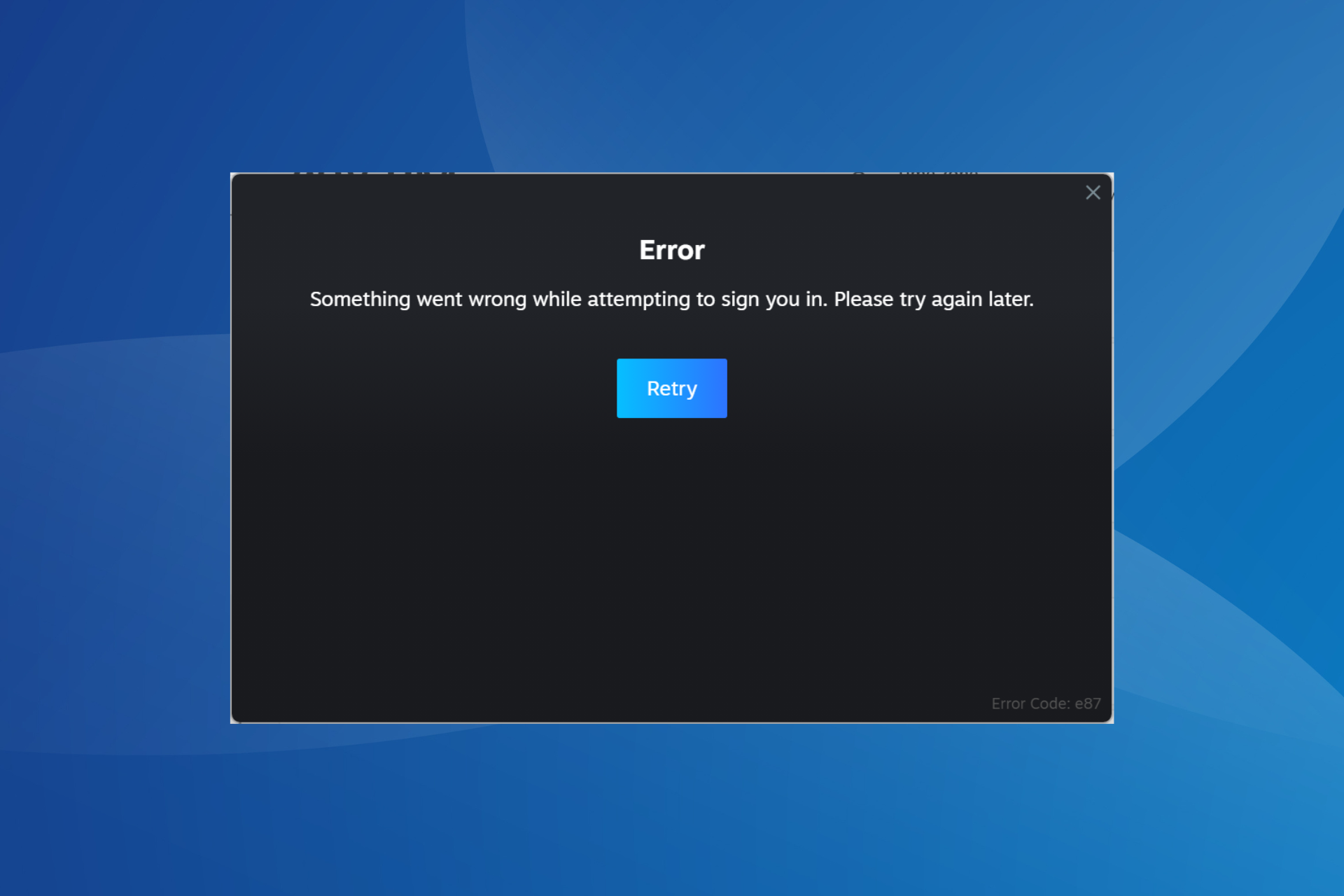 fix steam error code e87