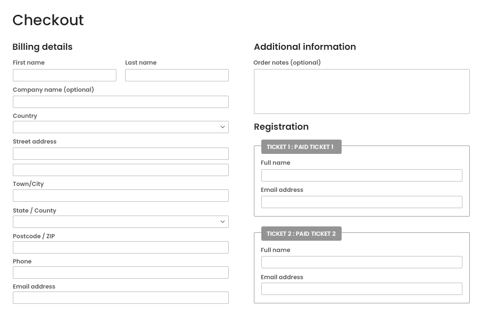 Checkout Process Attendee Info