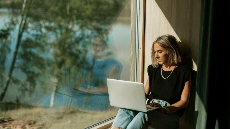 A person using a laptop 