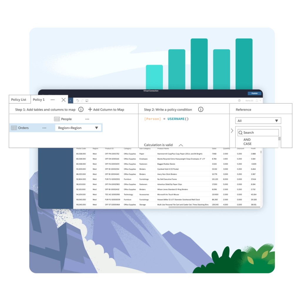 Tableau Data Governance policy list: window to write a policy condition