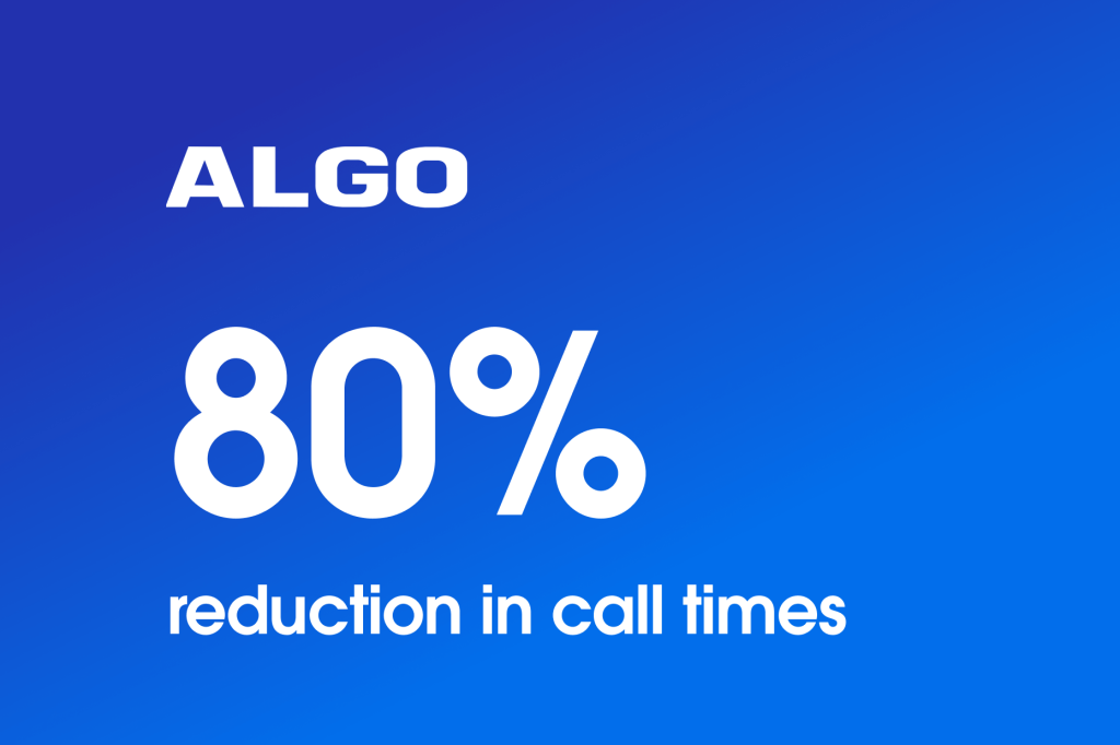 Algo sees an 80% reduction in call times.