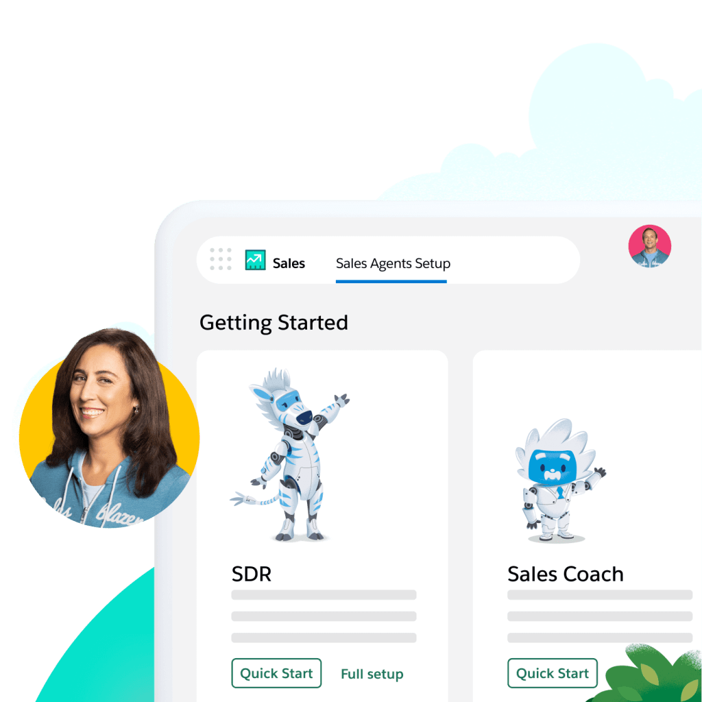 We see a sales leader preparing to configure her Agentforce Agents.
