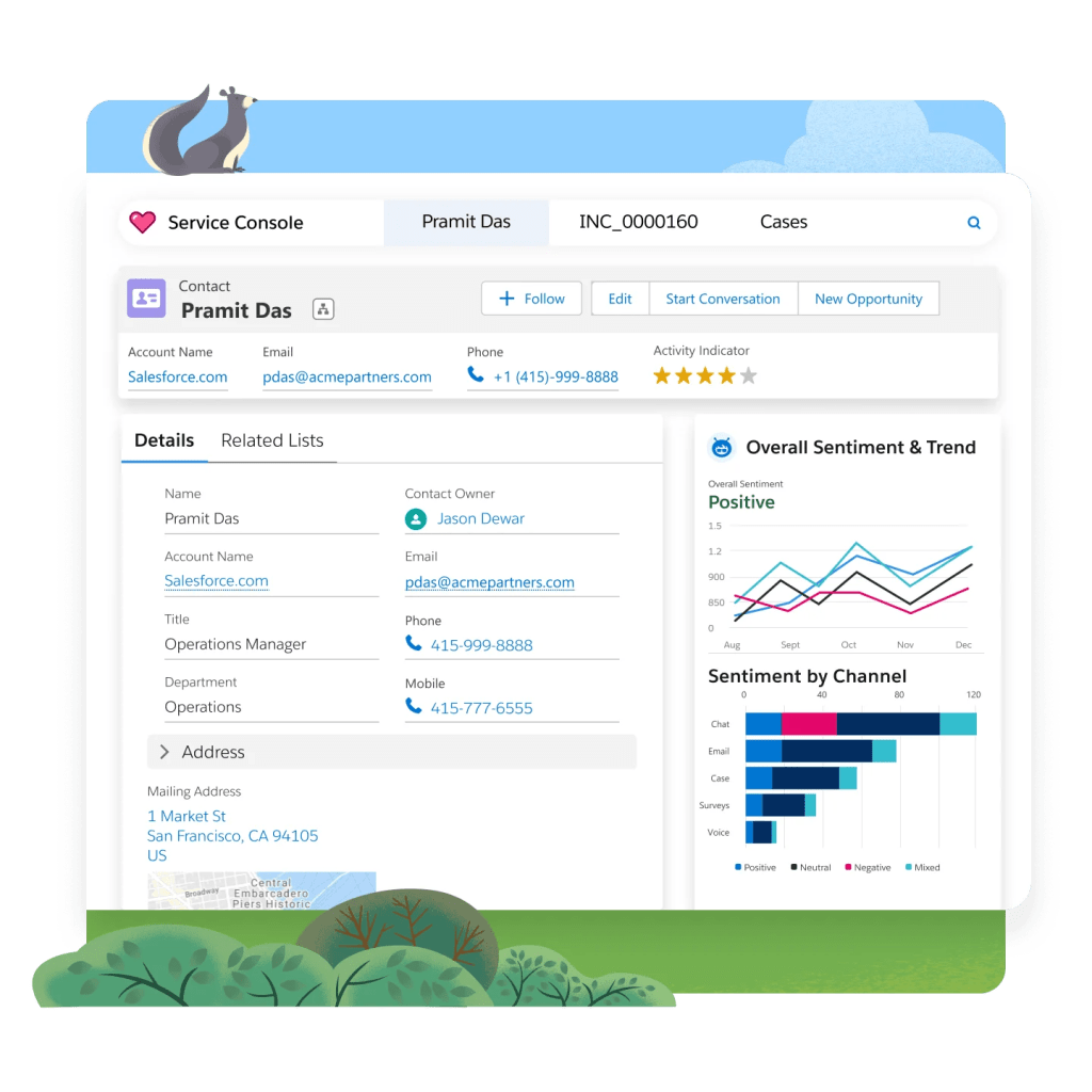 Sentiment insights directly in theService Console.