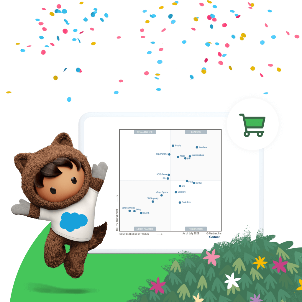 Ilustração do Astro comemorando ao lado de um gráfico da Gartner com os líderes digitais.