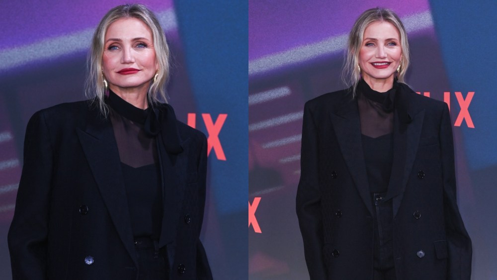 Cameron Diaz attends the Berlin premiere of "Back In Action" on Jan. 15, sheer trend, monochrome