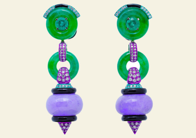 featured image for post: East Meets West in Austy Lee’s Bold Jade-and-Onyx Earrings