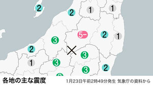 各地の主な震度