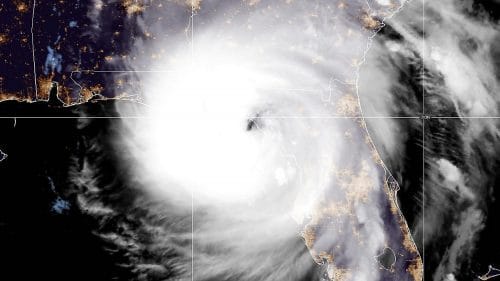 Satellite Image of Hurricane Helene making landfall