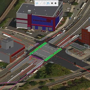 BIM-Zeichnung einer Straßenkreuzung