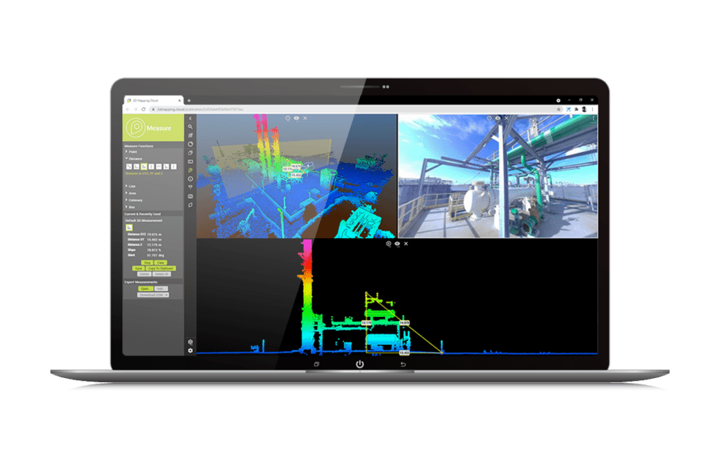 Maqueta de pantalla del software Orbit 3DM Cloud