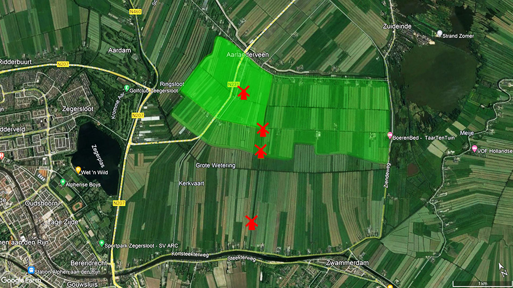 Molenviergang Aarlanderveen van bovenaf