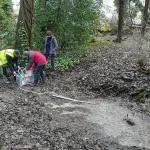 BGS staff sampling a chalk spring for microplastics in 2024. BGS © UKRI.