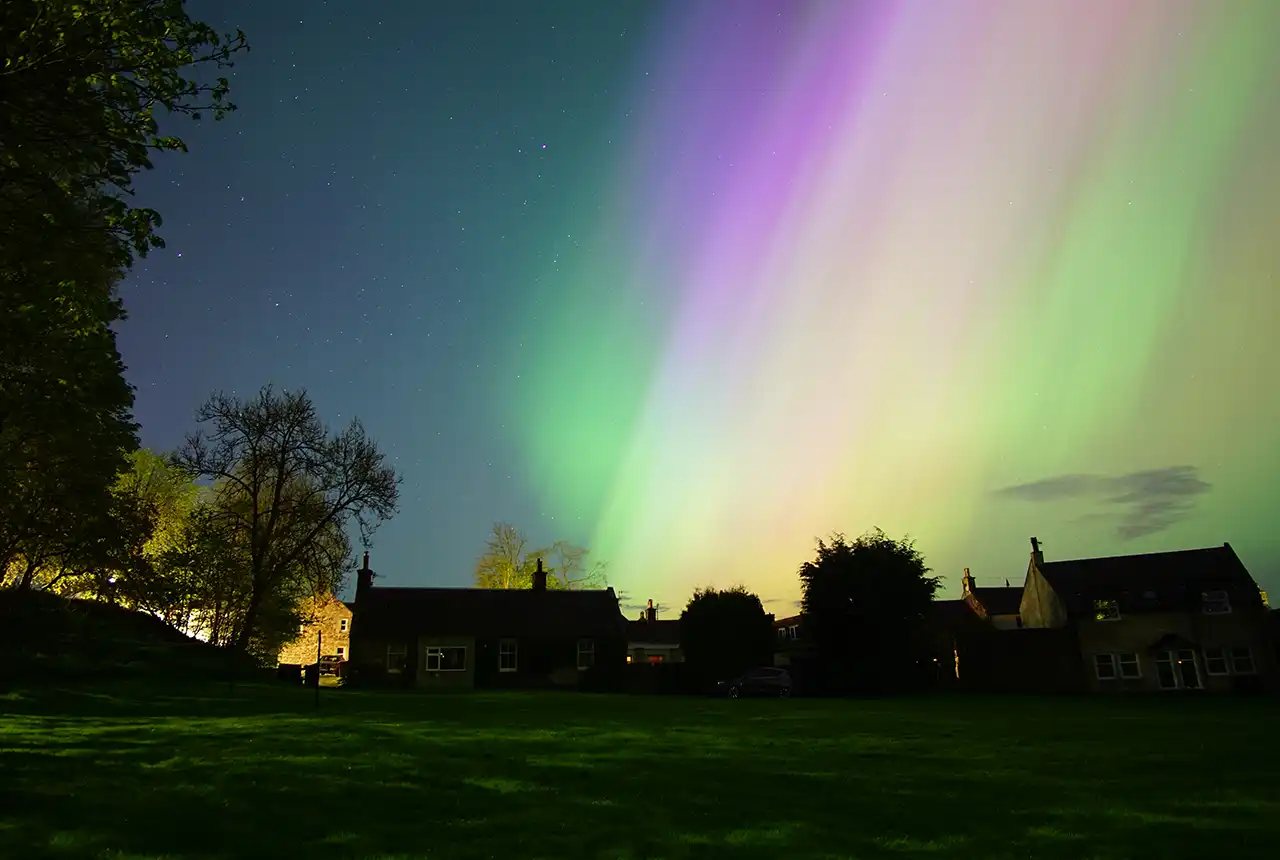 The aurora over West Linton on the Scottish Borders. Credit: Jez Everest