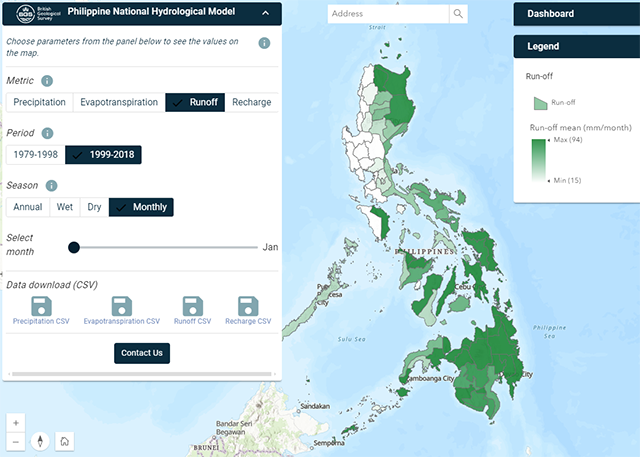 A screenshot of the Philippine National Hydrological Model