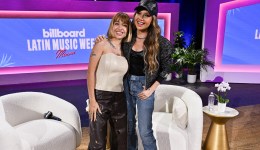 Maria Becerra and Thalía during Billboard Latin Music Week Day 3 Panels at the Fillmore Miami Beach on Oct. 16, 2024 in Miami Beach, Florida.