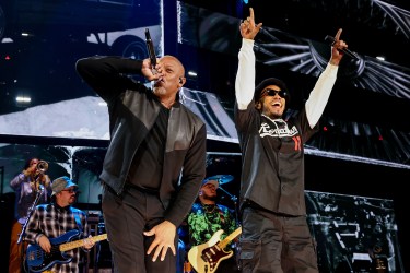 Dr. Dre and Anderson .Paak perform onstage during the FireAid Benefit Concert for California Fire Relief at The Kia Forum on January 30, 2025 in Inglewood, California.