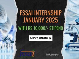 FSSAI Internship Applications Jan 2025