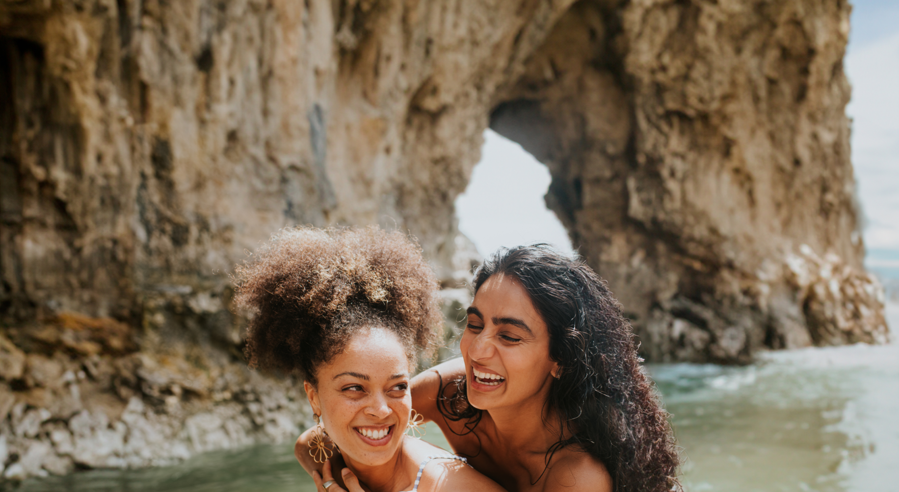 Two girls laughing