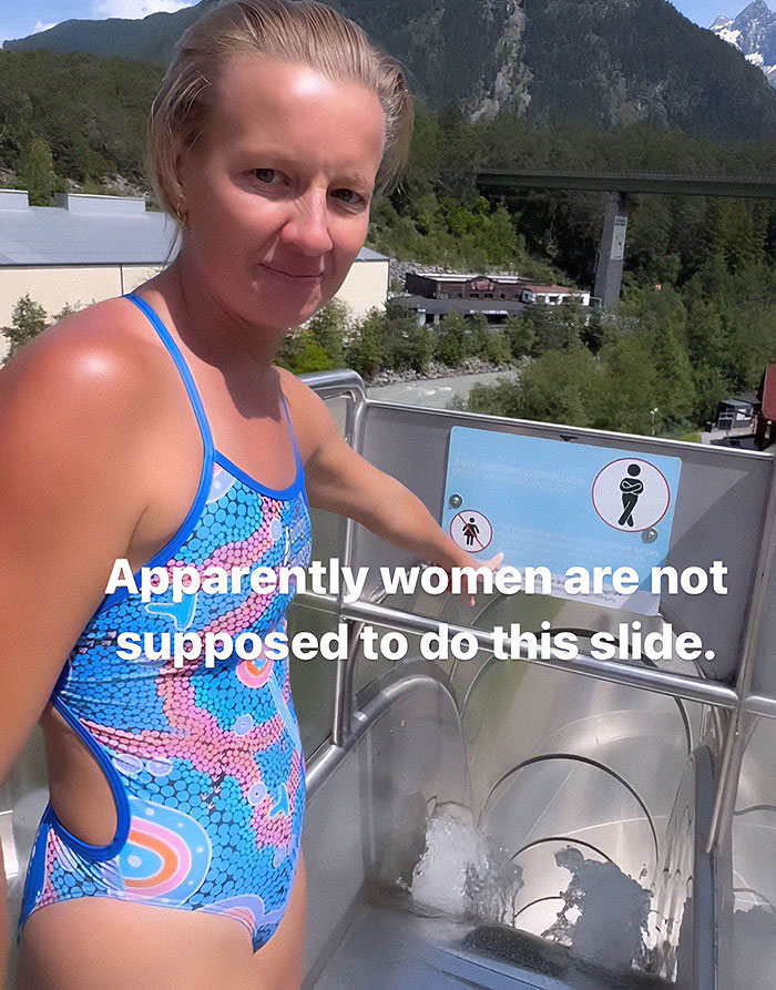 Thrill-Seeking Diver Jumps Down Extreme Waterslide, Ignoring The Strict Ban For Women