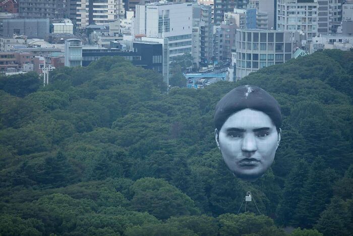 Junji Ito Inspired Hot Air Balloon Over Yoyogi Park, Tokyo, Japan