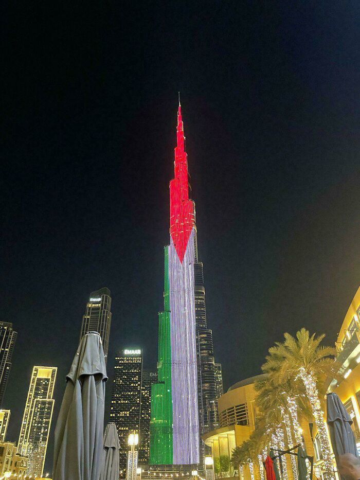 Burj Khalifa Lights Up With The Palestine Flag