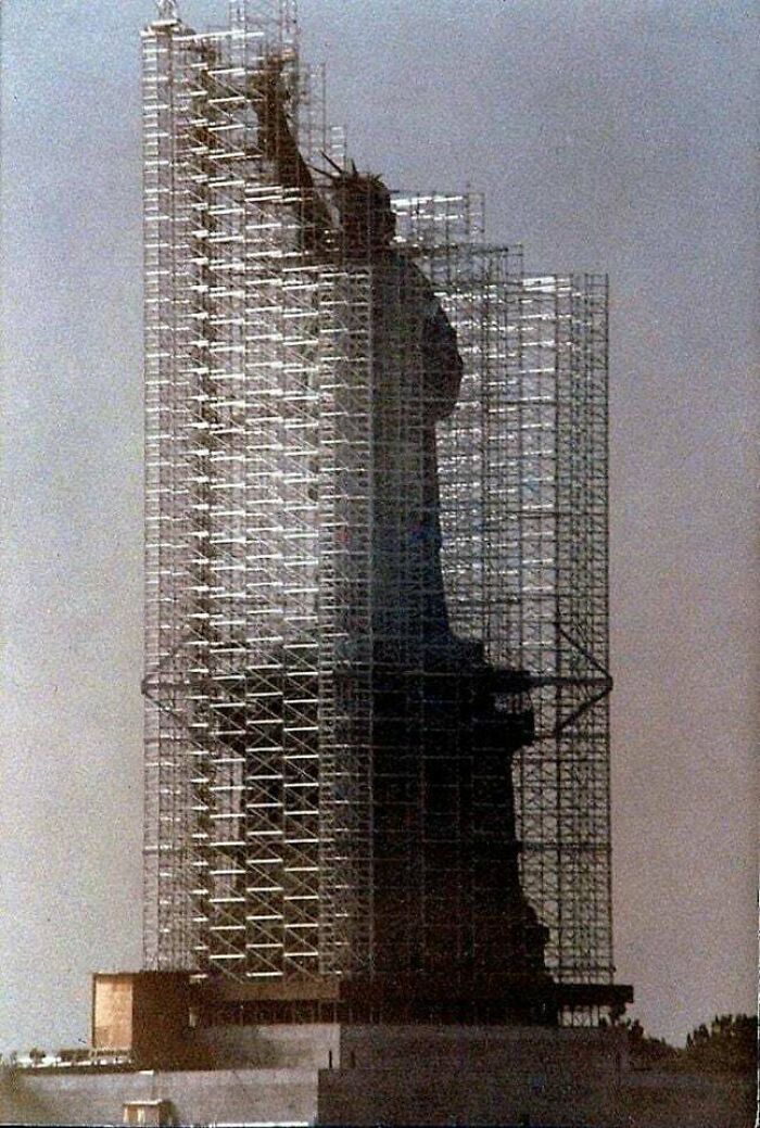 The Size Of Scaffolding During Maintenance On The Statue Of Liberty